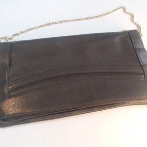 Vintage Gray Faux Leather Disco Clutch
